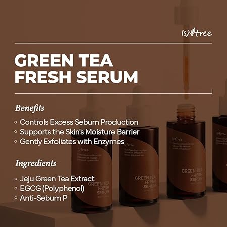 IsNtree Green Tea Fresh Sebum Control Serum for Oily Skin (50ml) - ZainaMart