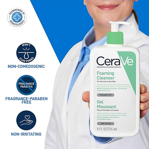 CeraVe Foaming Cleanser-Gel Moussant (236ml) - ZainaMart